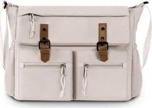 Lovvento Messenger Bag for Men,15.6 Inch Water Resistant Laptop Bag Crossbody Bags Casual Satchel Shoulder Large Fashion College Travel Office Computer Bag (Large Off White)