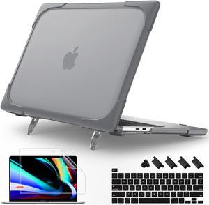 May Chen for MacBook Pro 16 inch Case 2019 Release A2141, Strong Case [Heavy Duty][Dual Layer] Hard Case Cover with Rubberized TPU Bumper for MacBook Pro 16" with Touch Bar and Touch ID, Grey