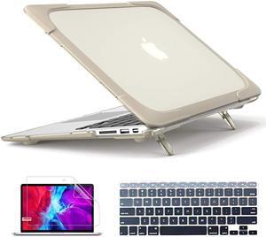 Mektron 13 inch Laptop Case for MacBook Air 13.3 A1466/A1369 (2010-2017 Release), Rubberized Hard Plastic Kickstand Case Shockproof Translucent Matte Protective Shell, Khaki