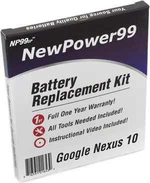 NewPower99 Battery Replacement Kit for Google Nexus 10 with Tools, Video Instructions and Long Life Battery