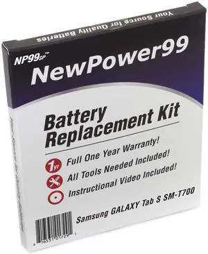 NP99sp Battery Replacement Kit for Samsung Galaxy Tab S 8.4 SM-T700 with Tools, How-to Video, Long Life Battery from NewPower99