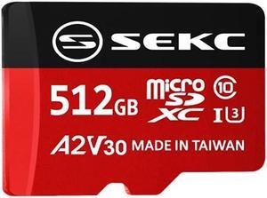 SEKC 512GB microSDXC Memory Card with SD Adapter A2 UHS-I U3 V30 Full HD 4K Ultra HD (SV30A2512)