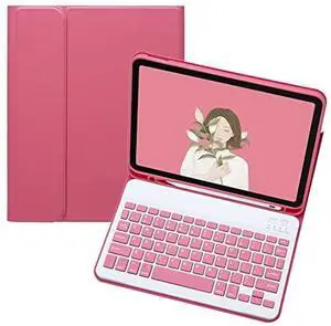 YEEHi Keyboard Case for iPad Mini A17 Pro 2024, iPad Mini 6th Generation Keyboard Case Cute Color Keyboard Detachable Bluetooth Keyboard Cover with Pencil Holder,Dark Pink