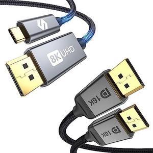 Silkland [8K USB C to DP Cable] + [16K DP to DP Cable] 6.6 FT