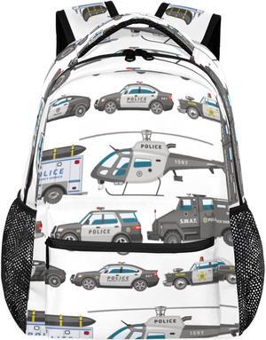 TropicalLife Police Backpack For Kids Boys, Policeman Car Motorbike Waterproof School Bag For Teen Girls Boys,16'' Kid Travel Schoolbag College Back Pack with Laptop Compartmen