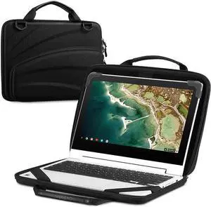 FINPAC 11-11.6 Inch Chromebook Sleeve Case - Protective Briefcase Shoulder Bag with Accessory Pouch for Up to 11.6" Laptop Notebook Ultrabook, Black