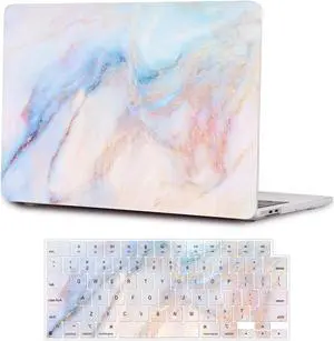 SaharaCase - Apple MacBook Pro 16" Laptops Hybrid-Flex Arts Case with Silicone KeyPad Cover - Sleek Hard Shell, Snap-On, Anti-Slip Grip (Blue Marble)