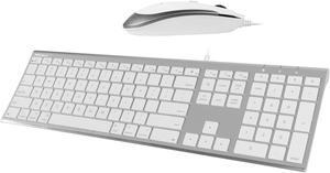 Macally Ultra Slim Wired Computer Keyboard and a Silent Wired Mouse, Ultimate Apple Accessories