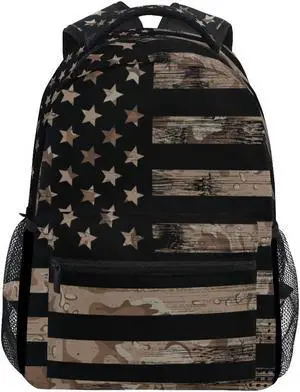 ALAZA American USA Flag Desert Camouflage Backpack Best Suitable for Under 13 Boys Kids Girls School Laptop iPad Tablet Travel School Bag with Multiple Pockets