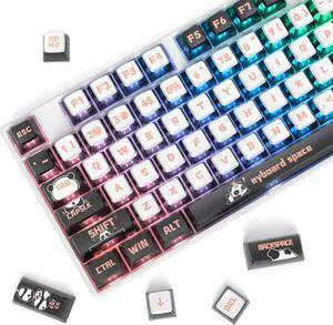 Ussixchare 120 Keys ASA Profile PBT Pudding Keycap Panda Keycaps Dye-Sublimation Custom Keycaps for MX Switch Mechanical Gaming Keyboard(Panda)