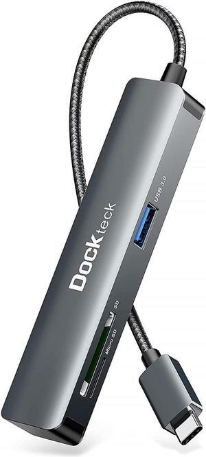 USB C Hub Multiport Adapter, Dockteck 5 in 1 USB C Adapter Dongle with 4K HDMI, 2 USB 3.0 Data Ports, SD/TF Card Reader for MacBook Pro/Air, iPad Pro, XPS, Surface Go and More