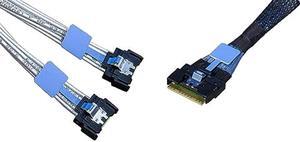 DiliVing SlimSAS x8 to 2*MCIO x4,SFF-8654 74Pin to 2*SFF-TA-1016 38Pin,PCIe Gen5 Mini Cooledge IO,Double Straight Cable 80CM