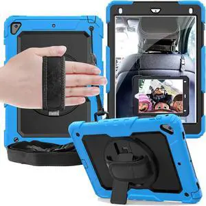 DuraSafe Cases for iPad 10.2 Inch 9 8 7 2021 2020 2019 [iPad 9th / 8th / 7th Gen ] A2197 A2270 A2602 MW762LL/A MYLC2LL/A MYL92LL/A MK2L3LL/A Built-in Kick Stand Heavy Duty Rugged Case - Sky Blue