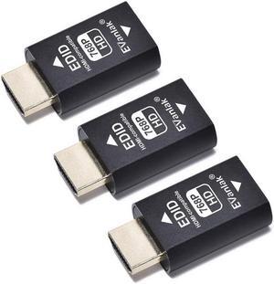 EVanlak Hdmi Edid Emulator Passthrough Eliminated Emulator Adapter 3rd Generrtion Work with Mac Thunderbolt to HDMI Switches/Extender/AV Receiver/Video Splitters -1024X768@60hz 3pack