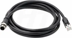 HangTon Network Ethernet Cable M12 D-Coded 4-Pin to RJ45 for Keyence IV2 Sick Sensor Camera Cat6 Fieldbus Profinet Automation Black PVC 2m