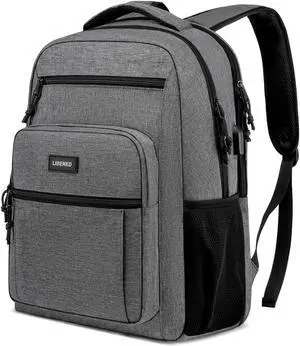 LIBENED Backpack for Women Men, School Backpacks for Teens Boys and Girls, Laptop Mochila with USB Charging Port, 15.6 Inch Water Resistant Backpack for Work, College, Grey