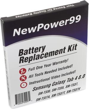 NP99sp NewPower99 Battery Kit for Samsung Galaxy Tab 4 80 SMT330 SMT335 SMT337 SMT337A SMT337T SMT337V with Tools Howto Video Long Life Battery