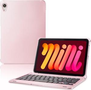 ONHI Wireless Keyboard Case for 8.3 inch 2021 iPad Mini 6 Keyboard Case Plastic Alloy Shell Smart Folio Case Auto Sleep/Wake, Silent Typing (Mini 6 Rose Gold)