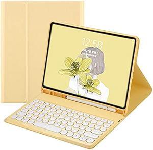 HENGHUI 2022 New iPad 10th Generation 10.9" Keyboard Case Cute Round Key Color Keyboard Wireless Detachable BT Keyboard Cover for iPad 10 10.9-inch (Yellow)