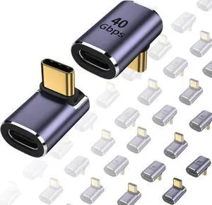 ShineeKee 90 Degree USB C Right Angle Adapter 40Gbps Data Transfer USB 4.0/Thunderbolt 4 Type C Male to Female Connector Extender for Mobile Phone, Switch, Steam Deck, Tablet, Laptop (12 Pack)