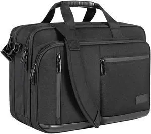 VANKEAN Laptop Briefcase for Men Women, 17.3 Inch Laptop Bag Water Repellent & Expandable Messenger Bag with Strap, Premium Shoulder Bag Womens Briefcase Computer Bag for Travel/Business, Black