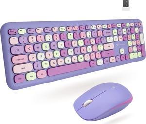 X9 Purple Keyboard and Mouse Combo - Transform Your Space with 2.4G Cute Wireless Aesthetic Colorful Keyboard and Mouse Retro for PC Computer and Laptop