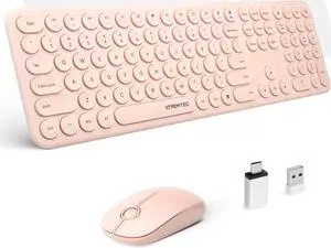 Wireless Keyboard and Mouse, XTREMTEC 2.4G Full Size Wireless Keyboard Mouse Combo, Ultra Slim Silent Cute Computer Keyboard with USB Receiver for Windows, OS, PC, Mac, Tablet(Rosegold)