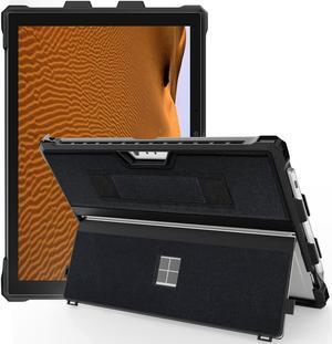 Case for 12.3" Microsoft Surface Pro 7+/Pro 7/Pro 6/Pro 5/Pro 4 Protective Rugged Cover Case, with Surface Pen Holder and Hand Strap, Compatible with Surface Pro Type Cover Keyboard (Black)