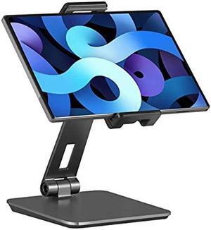 SHUOSUO Tablet Stand Adjustable & Foldable, 360deg Swivel Heavy Aluminum Tablet Holder for Desk, Compatible with iPad Pro/Air/Mini, Galaxy Tab, Surface Pro, Kindle Fire (7-13") (Dark Gray)