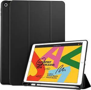 SaharaCase Folio Case for Apple iPad 10.2" (8th Generation 2020) and (9th Generation 2021) [Shockproof Bumper] Rugged Protection Anti-Slip Grip Slim Fit - Black
