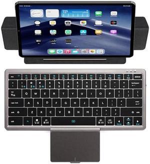ZenRich Wireless Bluetooth Keyboard with Cover and Stand, Slim and Compact Bluetooth Keyboard with Hidden Touchpad, Ideal for iPad, MacBook, Windows, Android, Mac Laptop, Black