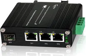 Zhpuostd 3 Ports Mini Industrial Gigabit Ethernet Switch,with 10/100/1000Mbps RJ45, 1 SFP Port Din Rail unmanaged Computer Networking Switch, IP40, -40~75(-40~167)