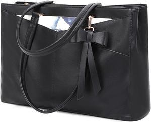 Laptop Bag for Women 17 inch Casual Work Bags for Women with USB Charging Port Laptop Tote Bag for Women with Clutch Purse (Black B)