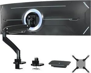 Ultrawide Monitor-Arm Heavy Duty 22-57 - PUTORSEN Aluminum Single Monitor Mount Holds up to 59.4 lbs, Premium Adjustable Desk Mount Stand, VESA 75/100/200 mm, Black