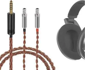 Geekria Apollo Single Crystal Copper Silver Upgrade Audio Cable Compatible with Sennheiser HD800, HD800S, 4.4mm Replacement Headphones Cord for Hi-Resolution Audiophile (4.3ft/130cm)