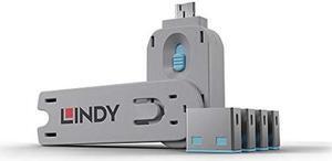 Lindy USB Port Blocker - Pack of 4, Blue (40452)