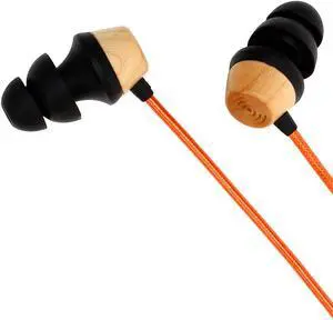 Symphonized ALN 2.0 Premium Genuine Wood in-Ear Noise-isolating Headphones, Earbuds, Earphones with Innovative Shield Technology Cable and Mic (Metallic Orange)