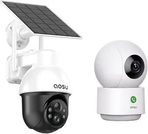 AOSU 1 x 5MP Solar Camera + 1 x 3MP Indoor Camera