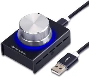 USB Volume Control, AIMOS Lnline Volume Knob Lossless Audio Computer with 6.57ft USB Cable Mute Volume Control and PC Speakers Switch Control Module for XP, MAC, Vista, Win 7, 8, 10, Android Etc