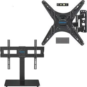 MOUNTUP Universal TV Stand MU0031 and Full MotionTV Wall Mount Bundle