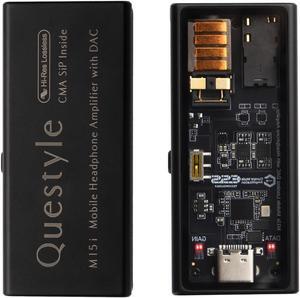 Questyle M15i Headphone Amplifier Portable DAC USB DAC Amp with Dual-Jack, Portable Headphone Amp - Apple MFi Certified, Hi-Res DAC - Low Noise, for iOS/Android/PC