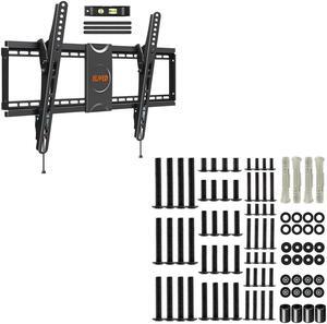 Tilting TV Wall Mount Low Profile Flat TV Mount Bracket for Most 37-70 Inch TVs,Max VESA 600x400mm, Universal Hardware Kit for TV Mounting with Screws Washers Spacers Concrete Wall Anchors