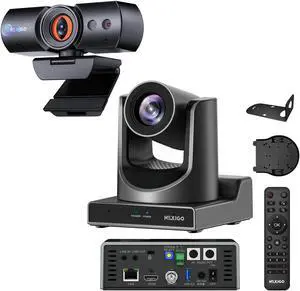 NexiGo PTZ Camera Kits, 20X Optical Zoom with PoE HDMI/3G-SDI/USB/LAN IP Streaming Outputs for Video Conferencing, HelloCam Pro with Windows Hello, 1080P 60FPS Autofocus