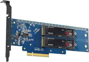 JEYI Dual NVMe PCIe 4.0 X8 Expansion Card, Supports 2 NVMe M.2 SSD 2280 up to 4TB, Raid Bandwidth 128Gbps, Bifurcation Required