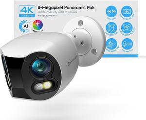 Amcrest Dual-Lens 4K (8MP) Outdoor Security POE Camera, 2 x 4K Lenses PoE AI Bullet IP Camera, 65ft Night Color, Face Detection, Panoramic 180deg FOV, 2 x 4K@15fps IP8M-DLB2998EW-AI (White)