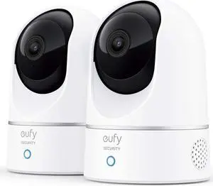 eufy Security Indoor Cam E220 2-Cam Kit, 2K Security Indoor Camera Pan & Tilt, Plug-in Camera with Wi-Fi, Human & Pet AI, Voice Assistant Compatibility, Motion Tracking, Homebase 3 Compatible