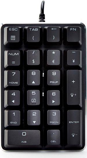 Qisan Mechanical Numeric Keypad Wireless Bluetooth Keypad Cherry MX Blue Switch 21 Keys Mini Numpad Portable Keypad Extended Layout Magicforce for for Financial Cashier Securities-Black