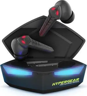 HyperGear Wireless Gaming Earbuds w/Mic, Touch Controls Positional Audio 60ms Low Latency, Quick Pairing True Wireless Gamer Earphones Secure in-Ear Fit [Black]