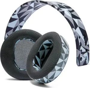 WC Earpad and Upgraded Silicone Headband Combo for Audeze Maxwell Headphones | Cooling Gel Earpads & Matching Design Headband for Epic Gaming | Geo Grey
