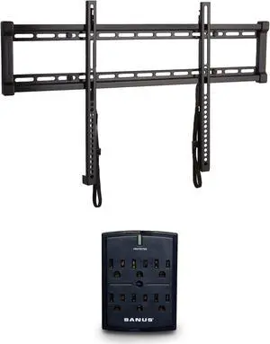 SANUS TV Wall Mount - Universal Low Profile Fixed TV Mount Bracket with Surge Protector